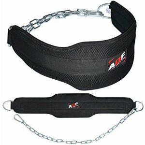 AQF Cinturon Lastre Gym, Neopreno Dominadas Cinturon Con Cadena, Faja Lumbar Mujer Hombre Para Barra Dominadas, Musculación Levantamiento De Pesas Fitness En Casa Cinturon Gimnasio (Negro)