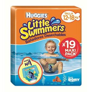 HUGGIES Little Swimmers Pañal Bañador Desechable para bebés, Talla 5-6 (19 Unidad), con barreras anti-escapes para una máxima protección en el agua