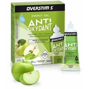OVERSTIM.s - Gel Antioxidante (10 Geles) - Manzana Verde - Gel Energético Antioxidante Con Magnesio 300 g