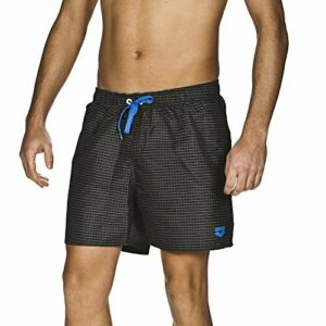 Arena Yarn Dyed Boxer Pantalones Cortos de Playa, Hombre, Negro/Blanco, L
