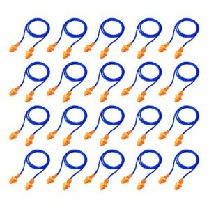 20 pares de tapones para los oídos con cable reutilizables de silicona con banda de cuerda, tapones para los oídos, cancelación de ruido para dormir para protección auditiva (azul)