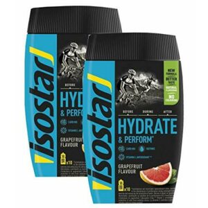 Isostar Hydrate & Perform - 2 x 400 g de Bebida Electrolítica Isotónica - Solución electrolítica para mejorar el rendimiento deportivo - Grapefruit, Paquete de 2