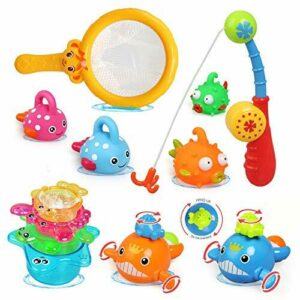 LEADSTAR Juguetes de Baño para Bebé,12PCS Juguetes Bañera Flotante con Juegos de Pesca para Bebe Niños Agua Piscina Baño Playa Regalo Bueno de Cumpleaños Navidad