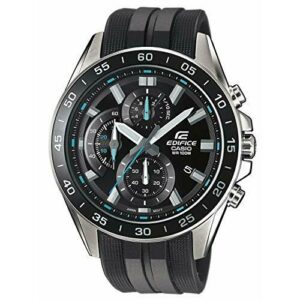 Casio EDIFICE Reloj en caja sólida de acero inoxidable, 10 BAR, Negro/Azul, para Hombre, con Correa de Resina, EFV-550P-1AVUEF