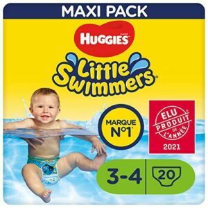 HUGGIES Little Swimmers Pañal Bañador Desechable para bebés Talla 3-4 (20 Unidad), con barreras anti-escapes para una máxima protección en el agua