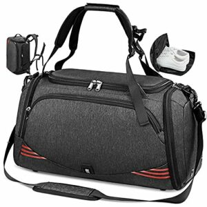 Bolsa Deporte Bolsa Gimnasio de Viaje 40L 65L Impermeable Bolsos Deportivos con Mochila Función y Compartimento para Zapatos Fin de Semana Travel Duffle Bag para Hombre y Mujer, Negro