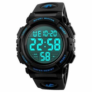Reloj deportivo digital para hombre, para uso al aire libre o al hacer ejercicio, resistente al agua a 5 ATM y de estilo militar, LED y alarma.
