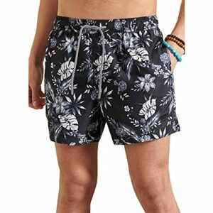 Superdry Super 5s Beach Volley Pantalones Cortos de Tabl, Black Hawaiian, S para Hombre