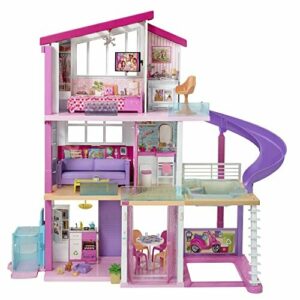 Barbie Dreamhouse Casa de Muñecas - La casa de sus Sueños , 3 Pisos y 8 Habitaciones - Ascensor - Luz y Sonido - 70 Accesorios Regalo para Niños de 3-7 Años, GNH53