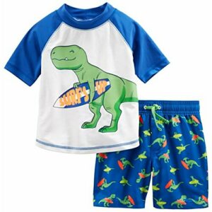 Simple Joys by Carter's Conjunto de bañador y camiseta Niño Pequeño, Azul Blanco Dinosaurio, 5 años