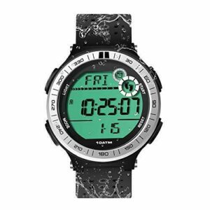 10 ATM Impermeable Reloj de Pulsera Deportivo Podómetro para Hombres Niños Reloj Buceo con Función de Cronómetro de Vuelta y Reloj Despertador, Formato de 12/24 Horas Seleccionable