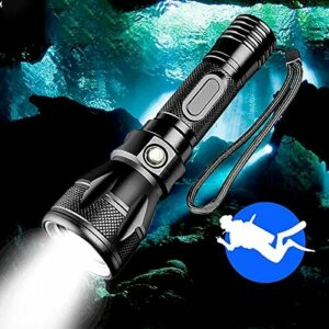 WESLITE Linterna de Buceo Recargable, Linterna de Buceo Potente 1800 Lúmenes Luz de Buceo Submarino 100M Linterna Impermeable IPX8 Profesional 4 Modos con Batería y Cargador