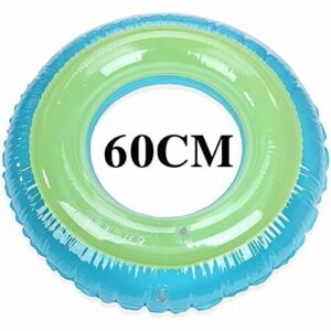 QUQU Natación Anillo Inflable de Espesamiento de Doble válvula de Flotador Confortables niño Juguetes de Juego de la Piscina de Playa de los niños Lindos (Color : Blue Green 60CM)