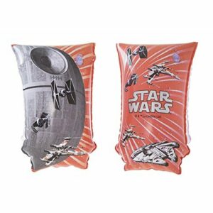 BESTWAY 91210 - Manguitos Hinchables Infantiles Diseño Star Wars Rojo y Gris 15x30 cm con Válvulas de Seguridad y 2 Cámaras de Aire para Niños de 6 a 12 años