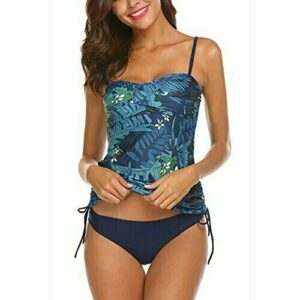 AYEEBOOY Bañador de Dos Piezas para Mujer Tamaño Grande Tankini Trajes de baño Bikini Set(3azulhs,S)