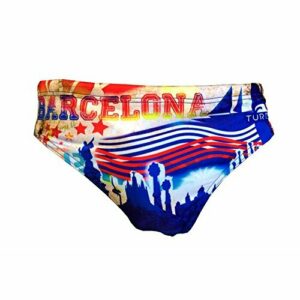 Turbo - Bañador Swimsuit WP.Hombre Barcelona Paint 1 de Waterpolo Competicion Natación y Triatlón Patrón de Ajuste cómodo